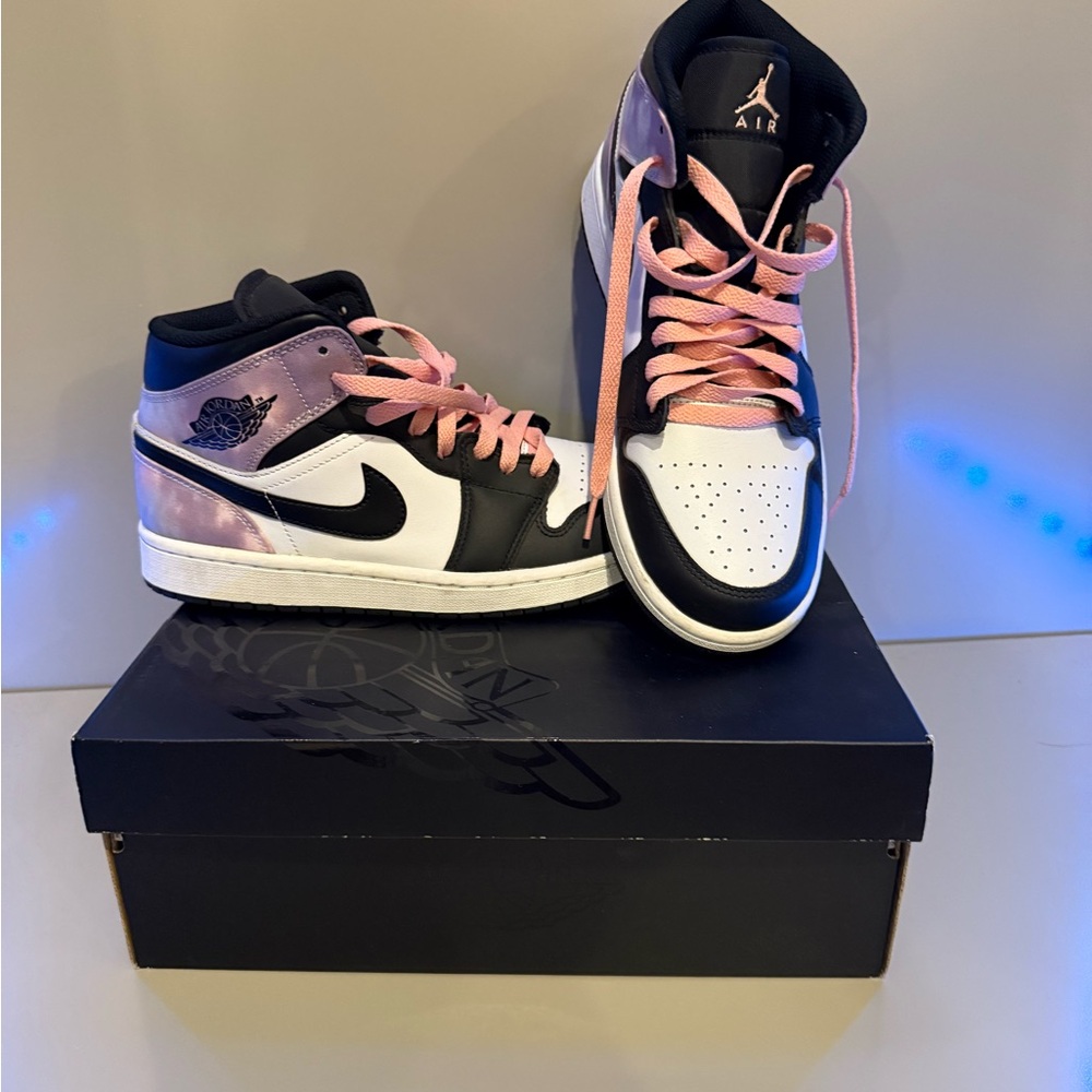 Nike Air Jordan Mid Black White Pink Sneakers